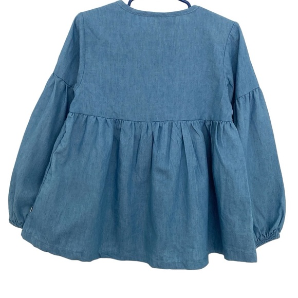 Lucky Brand Blue Floral Embroidered Longsleeve Chambray Dress - Picture 7 of 7